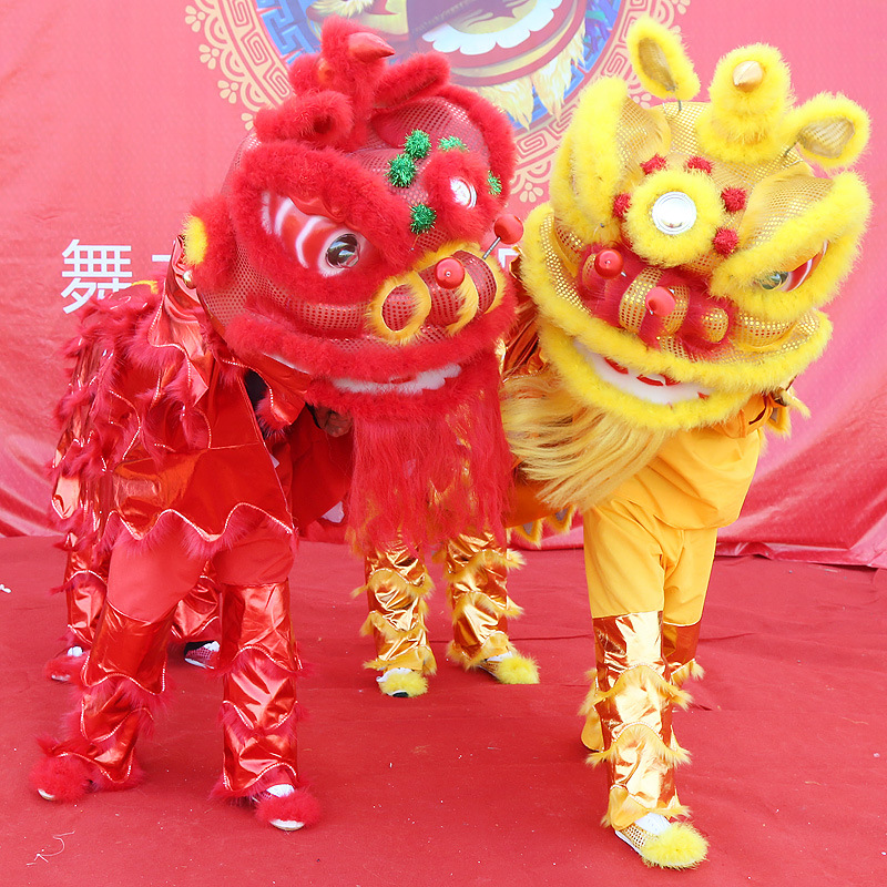 新款舞狮道具整套双人南狮狮头舞龙舞狮道具醒狮成人舞狮子头服装-阿里巴巴