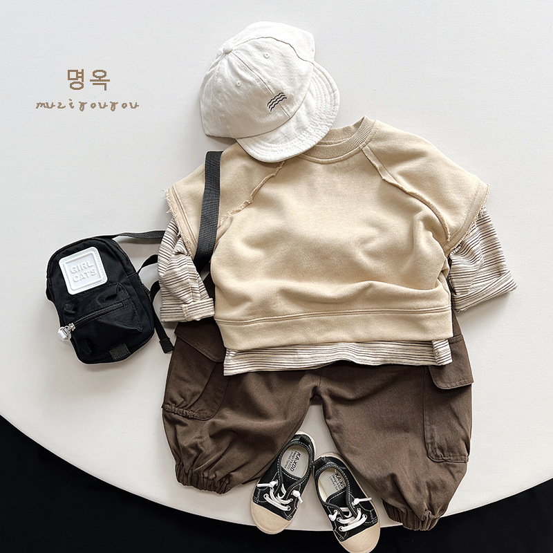 Conjuntos recomendados ~ Primavera y otoño 2025, nuevos chalecos personalizados de estilo forestal para niños y niñas, ropa infantil de moda coreana y japonesa