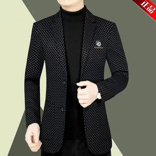 2024 New Autumn and Winter Middle-aged Casual Suit Men's Jacket Slim-fit Men's Small Suit Dad's Single Western Casual Fashion