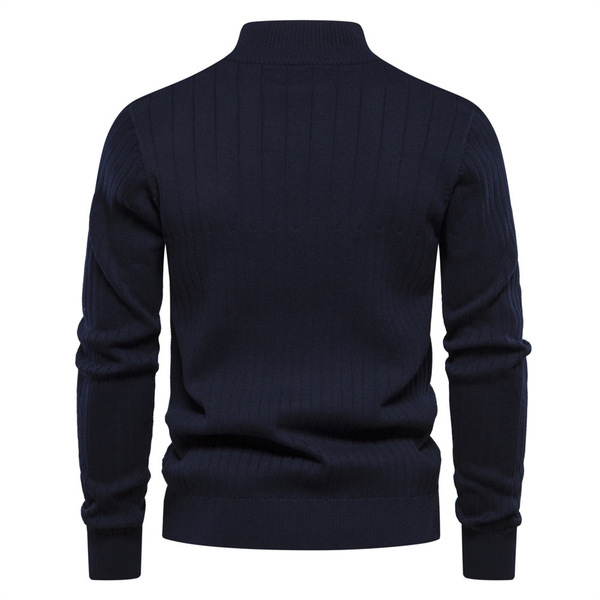 autumn solid color knitted quality sweater with zipper