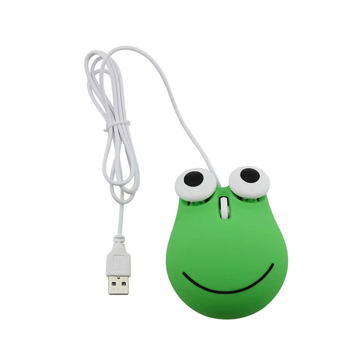 Big-eyed green frog mouse, wired animal mouse, super cute mouse personality mouse gift mouse