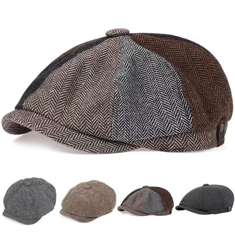 British octagonal men's artistic casual duck tongue newspaper, children's hat, spring and autumn beret, painter's hat_voghion.com