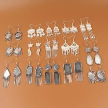 少数民族风手工苗银diy耳环配件底托空托镶修片多款流苏耳饰批发