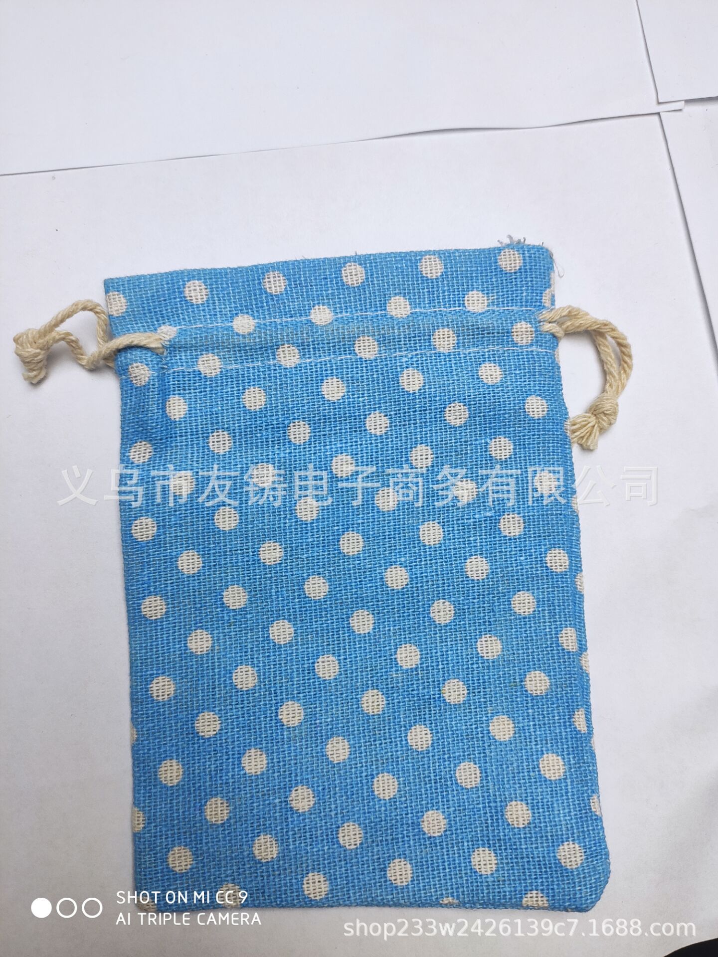 10*14cm蓝色圆点束口袋礼品袋花棉布袋中草药驱蚊包装袋详情4