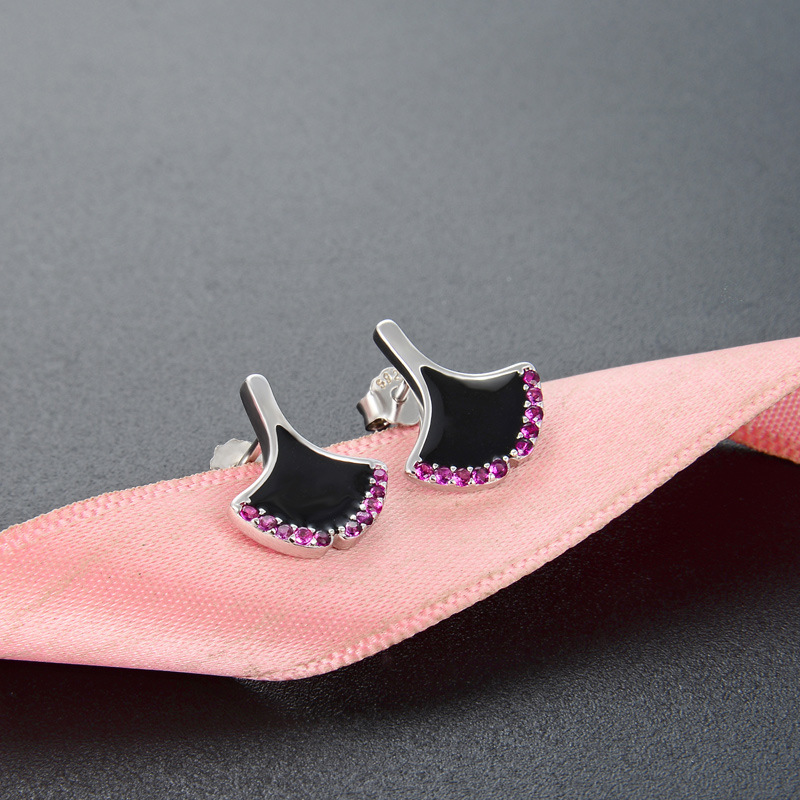 Corea del Sur transfronteriza de hadas de moda dinámica hoja pendientes S925 plata esterlina con incrustaciones de circón gota de aceite pendientes geométricos para las mujeres