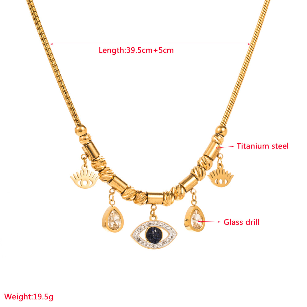 Fashion Star Eye Titanium Steel Plating Inlay Artificial Gemstones Pendant Necklace 1 Piece