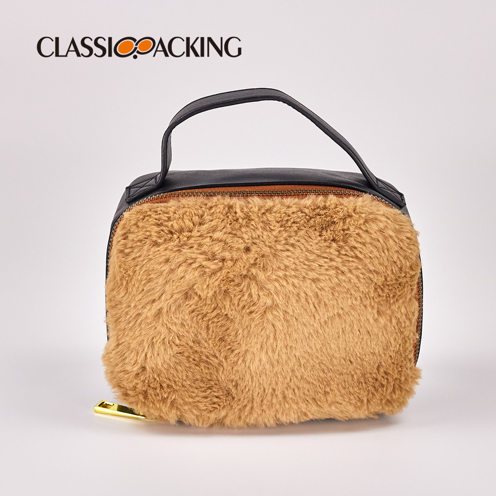 Bolsa de cosméticos de felpa europea y americana de moda, almacenamiento de cosméticos coreanos portátiles de gran capacidad, maleta simple de celebridades de Internet