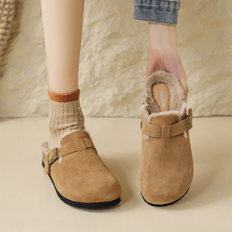 Augu Lion Deng Xiaoping zapatillas de terciopelo 2026 nuevas zapatillas de lana suave de un pie de primavera zapatillas de lana Bocken