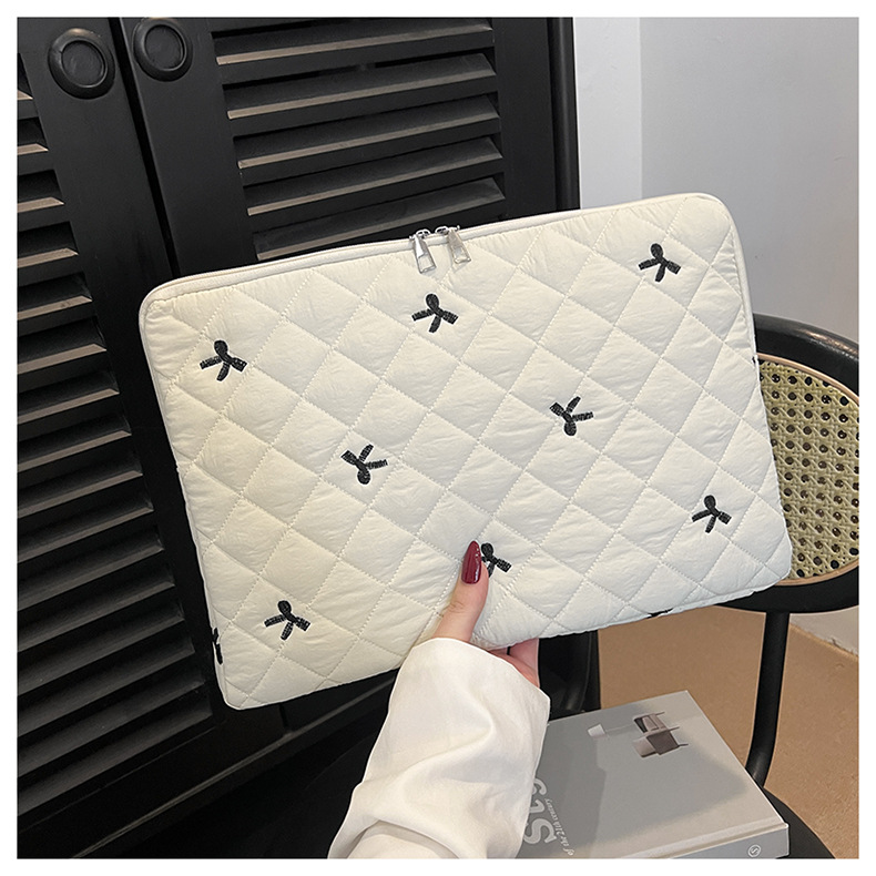Lined bag with diamond embroidery, plush lining, anti-drop computer bag, tablet/Mac laptop protective case, cross-border factory wholesale