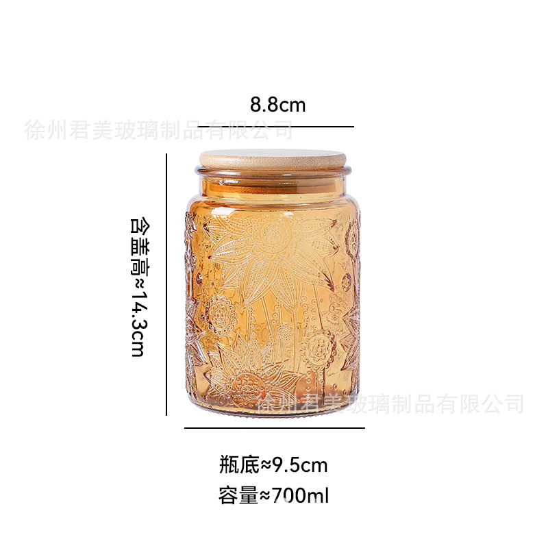 700ml tanque de almacenamiento de vidrio colorido begonia cocina casera granos de café té granos de granos latas de sellado al por mayor
