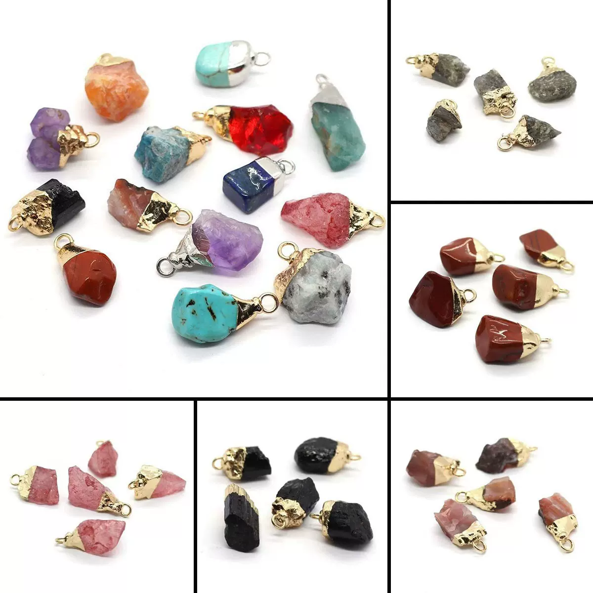 天然石蓝松石坠子7-25mm不规则形绿东陵吊坠 DIY饰品项链配件批发