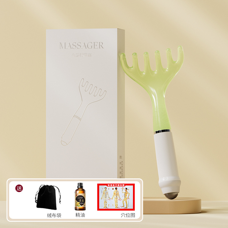 Pein de cuerno de ciervo, rastrillo pequeño, masaje de cinco dedos, peinado de cabello, garra de agarre del cuero cabelludo, meridianos, tratamiento de la cabeza, artefacto de rastrillo de músculos faciales caseros