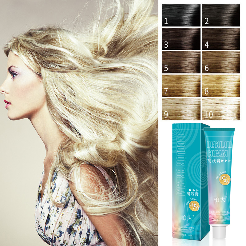 批發褪色膏微潮色漂發劑O+低損褪淺膏去黑油白金色漂發9度