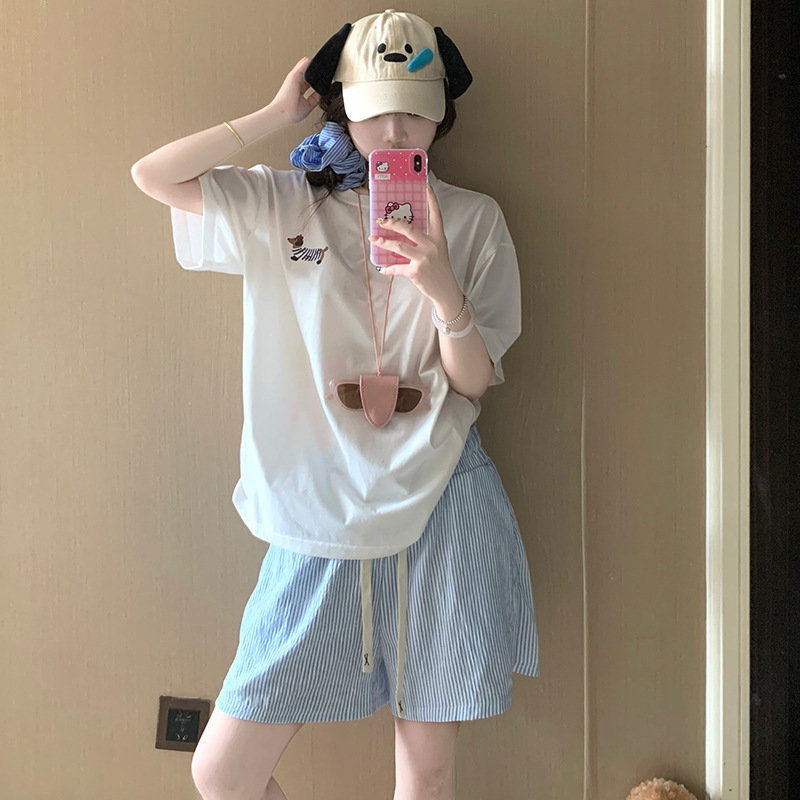 Cartoon Dachshund Pajamas Women's Summer Short-sleeved Cotton 2025 New Pullover Student Cute Home Clothes suit