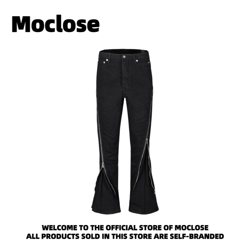 Moclose Jeans Big Zipper Flared Black