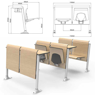Ladder Classroom Wooden Row Desks and Chairs Conference Lecture Hall Public Seats Fireproof Board Row Training Desks and Chairs
