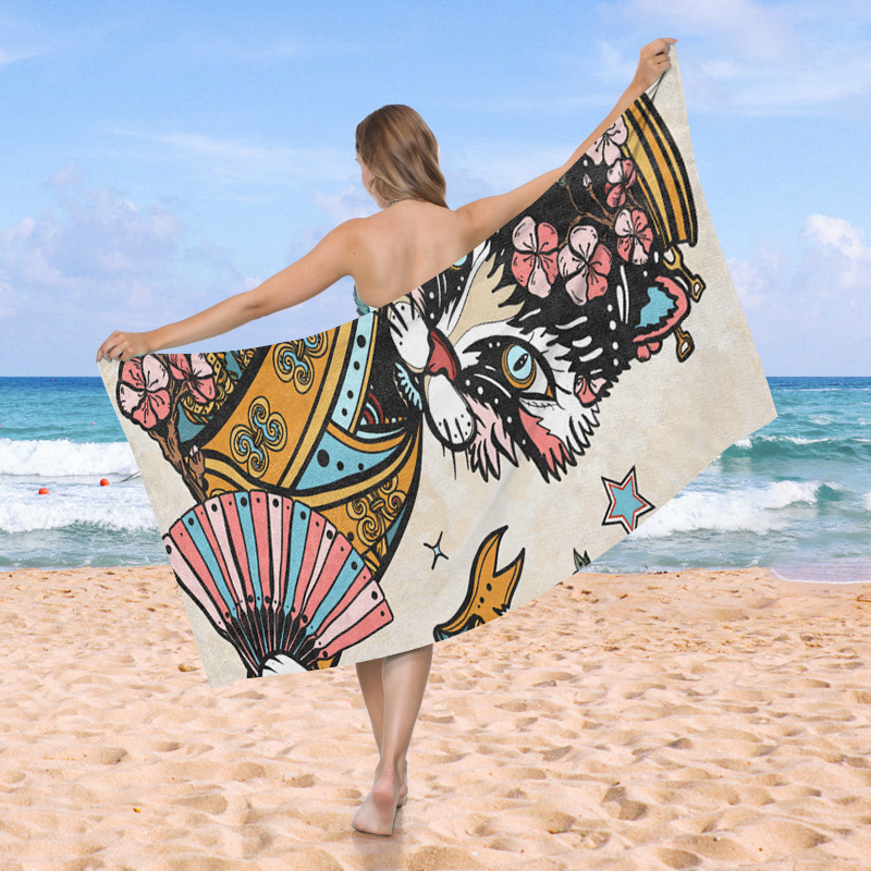 Waffle toallas de playa Amazon venta caliente vacaciones de playa al aire libre absorción de agua engrosada piña toallas de baño de impresión digital