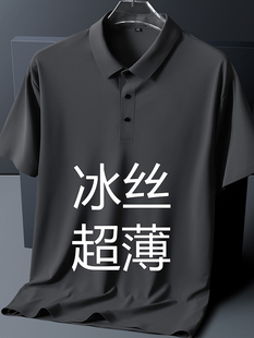Anti-Wrinkle Men's Lapel Ice Silk Short-Sleeved Polo Shirt Summer Quick-Drying Plus Size Fat Half-Sleeved Loose Top T-Shirt