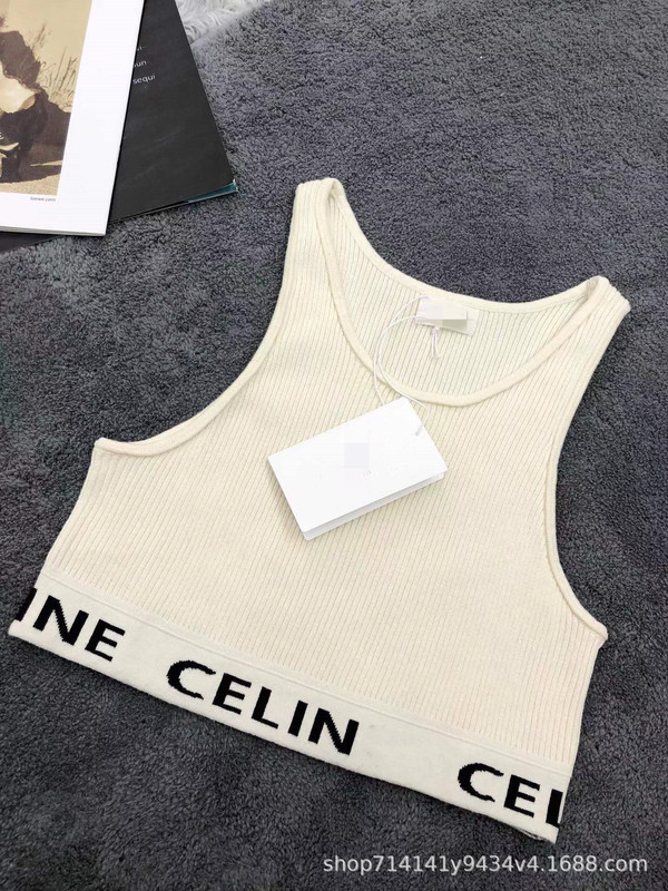 CE Home 2022 夏新作ジャカード刺繍レターストレッチボトムシャツ多用途ショートサスペンダーシャツ女性用|undefined