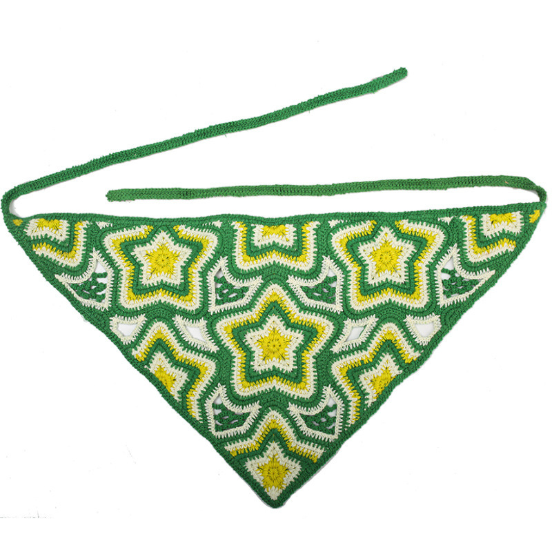 Francia cereza toallas triangulares mujeres primavera y otoño viajes padres-hijos gancho de punto flores hueco pañuelo de arte correa de pelo gorro