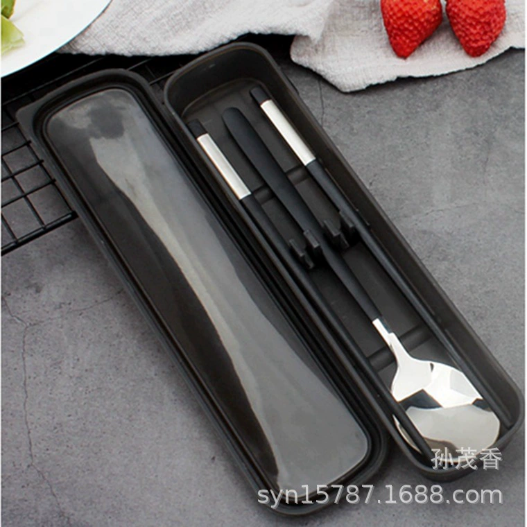 Комбинация посуды из нержавеющей стали Qiangren 2105, ложка для супа для путешествий и повседневного использования, комбинация ложек и палочек для еды