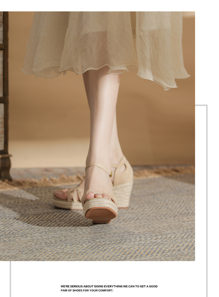 Sandal cao gót nữ hở mũi đế xuồng bọc dây thừng gót 9 cm — màu đen chi tiết 11
