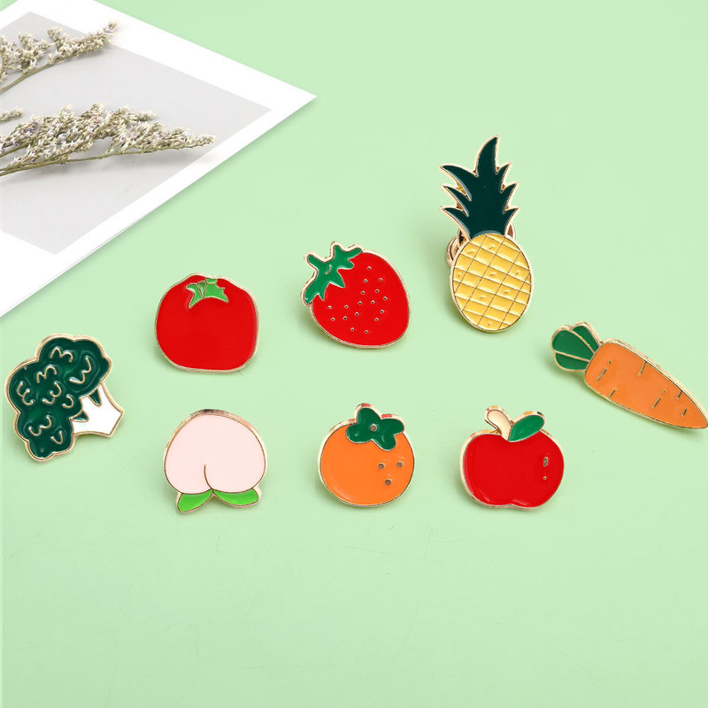 Cute Cartoon Ins Trendy Personality Xiao Zhan and Wang Yibo Same Style Pineapple Brooch Badge Backpack Accessory Pin Set