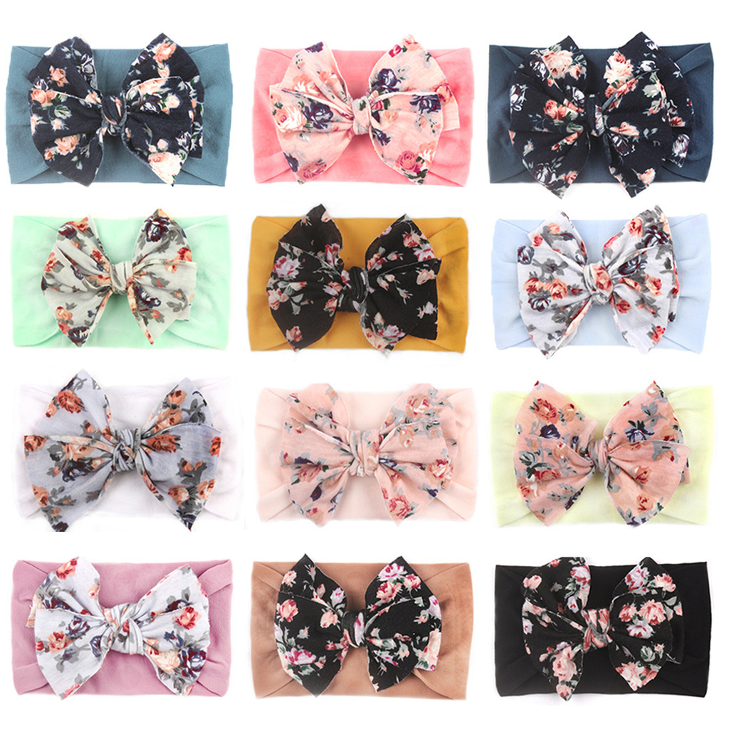 European and American New Style Children's Elastic Hairbands, Bohemian Bow Nylon Baby Headbands, Four-Season Baby Hair Accessories
