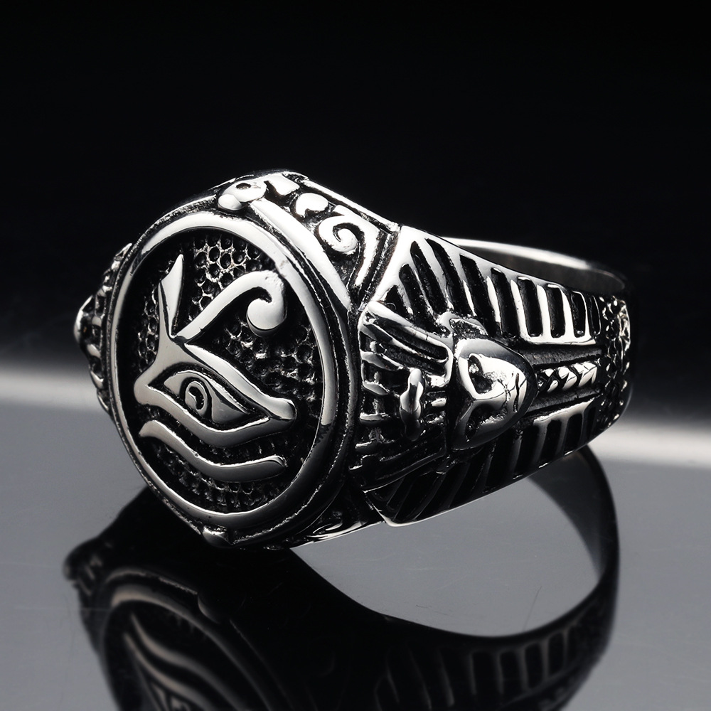 23g Weight Rings Classification 1 Piece Quantity Retro Eye Titanium Steel Polishing Men's Rings