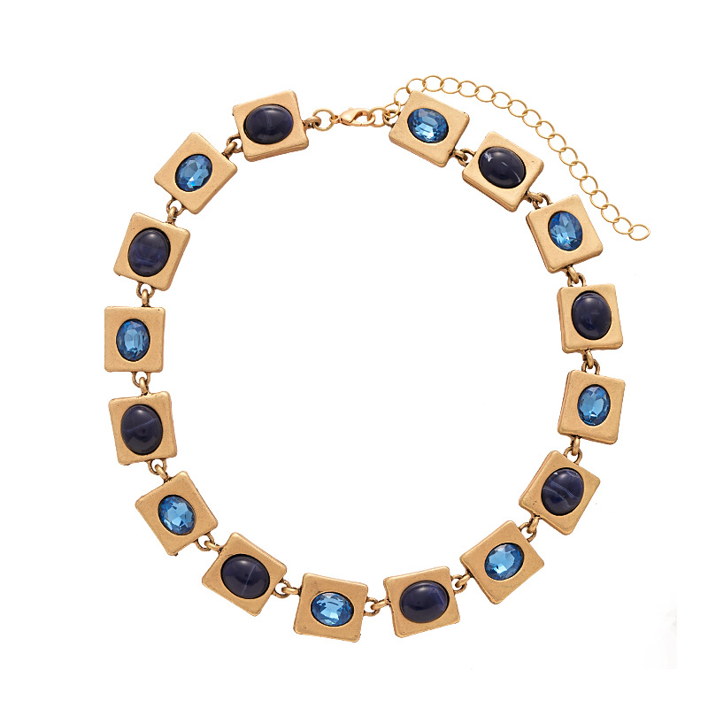 Vintage Quadrat Halskette Mit Strass Für Damen Geometrisch_voghion.com