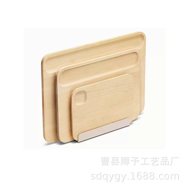 新款定制木质砧板分类菜板加厚桦木带槽双面可用三件套