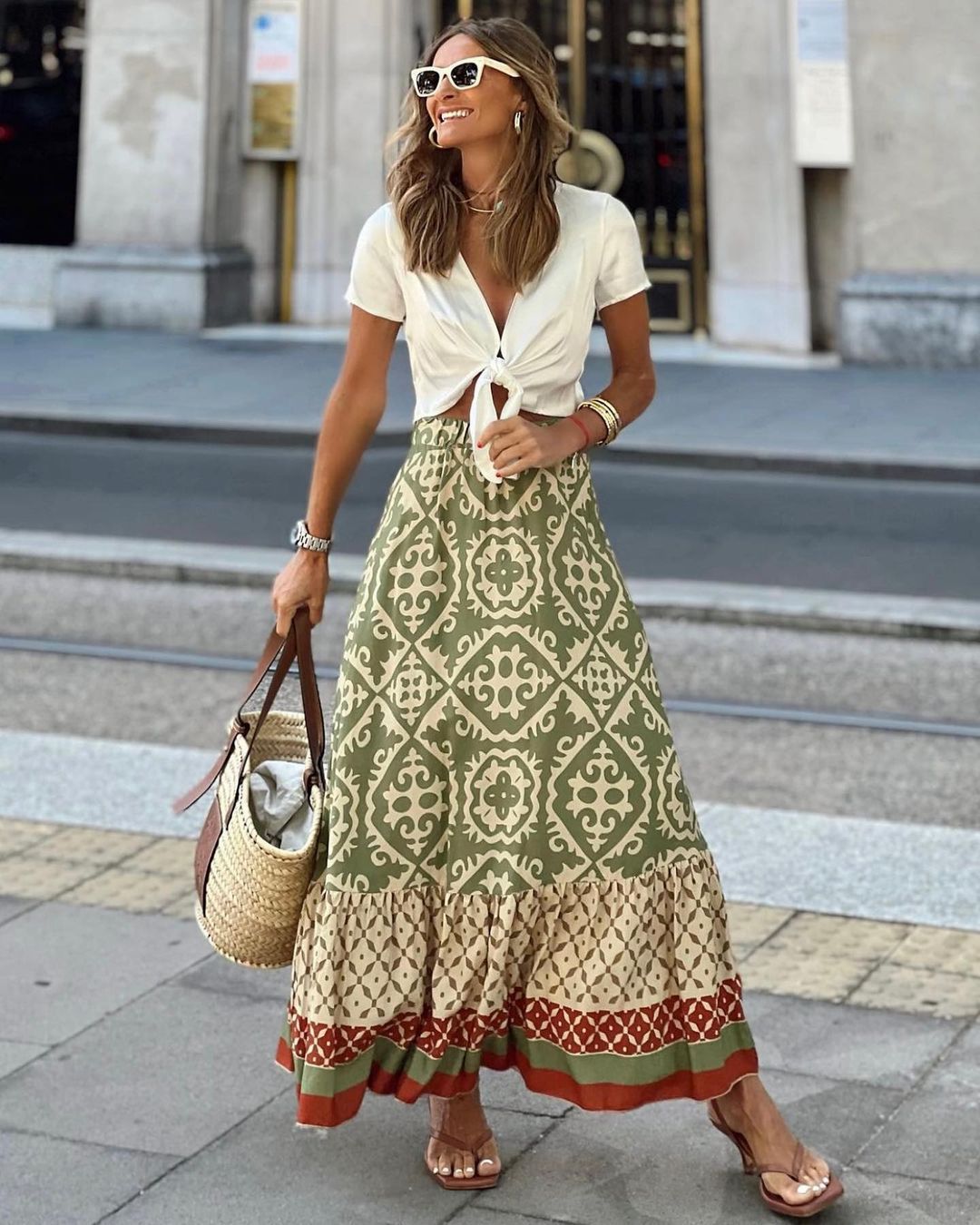 Summer Vacation Printing Polyester Maxi Long Dress Skirts display picture 1
