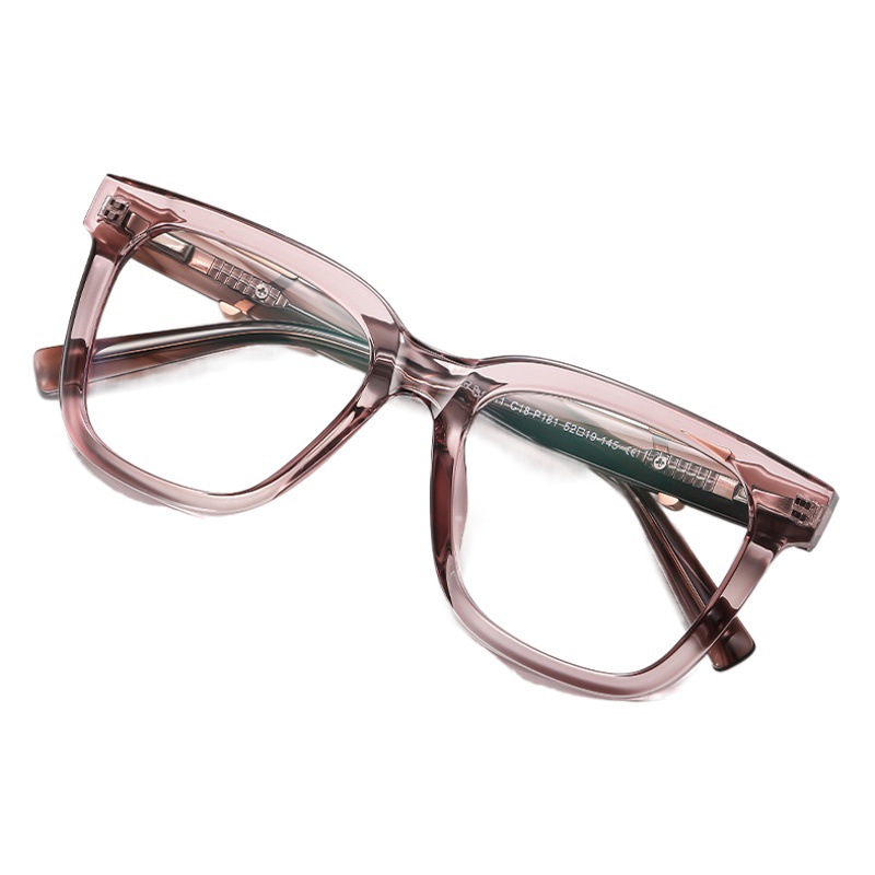 Monturas de gafas BC911 de moda europea y americana para mujer, patillas de acetato, gafas sin graduación, monturas grandes de moda, se pueden adaptar con lentes graduadas.