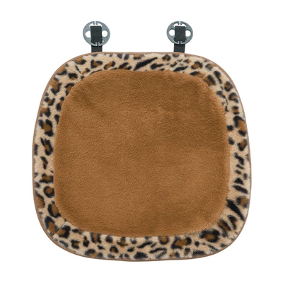 Cross-Border Leopard Print New Car Seat Cushion, Winter Thickened and Warm, Plush and Cute Car Seat Cover (Seat cushion, seat cover) - rabbit-fur-leopard-print-edge-brown-cushion-front-row