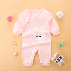 新生兒衣服薄款長袖0-6個月嬰兒連體衣春秋裝純棉百天女寶寶哈衣