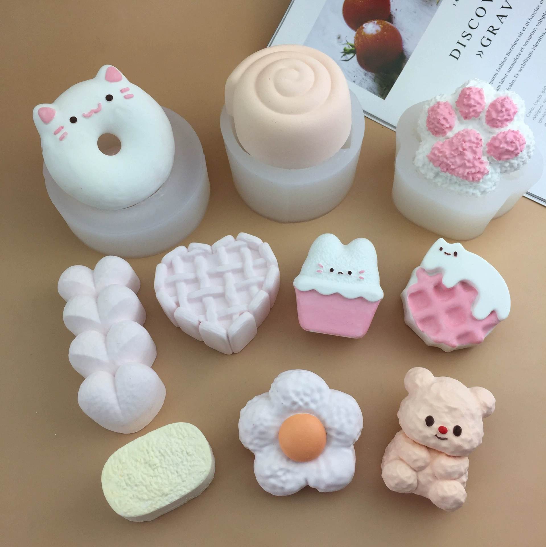 Фондант, кролик, силиконовая форма, DIY, котёнок, с милыми медвежатами, цветочный принт, снятие стресса