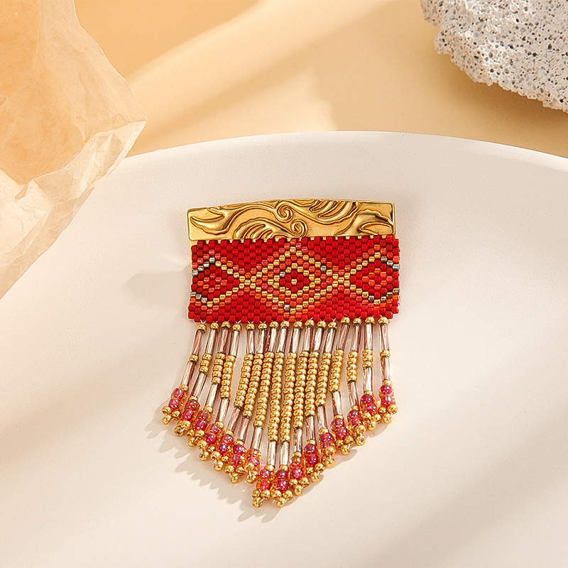 Yuxing importó cuentas redondas diseño original broche vintage hecho a mano de alta gama con cuentas anti-exposición borla collar pin ramillete