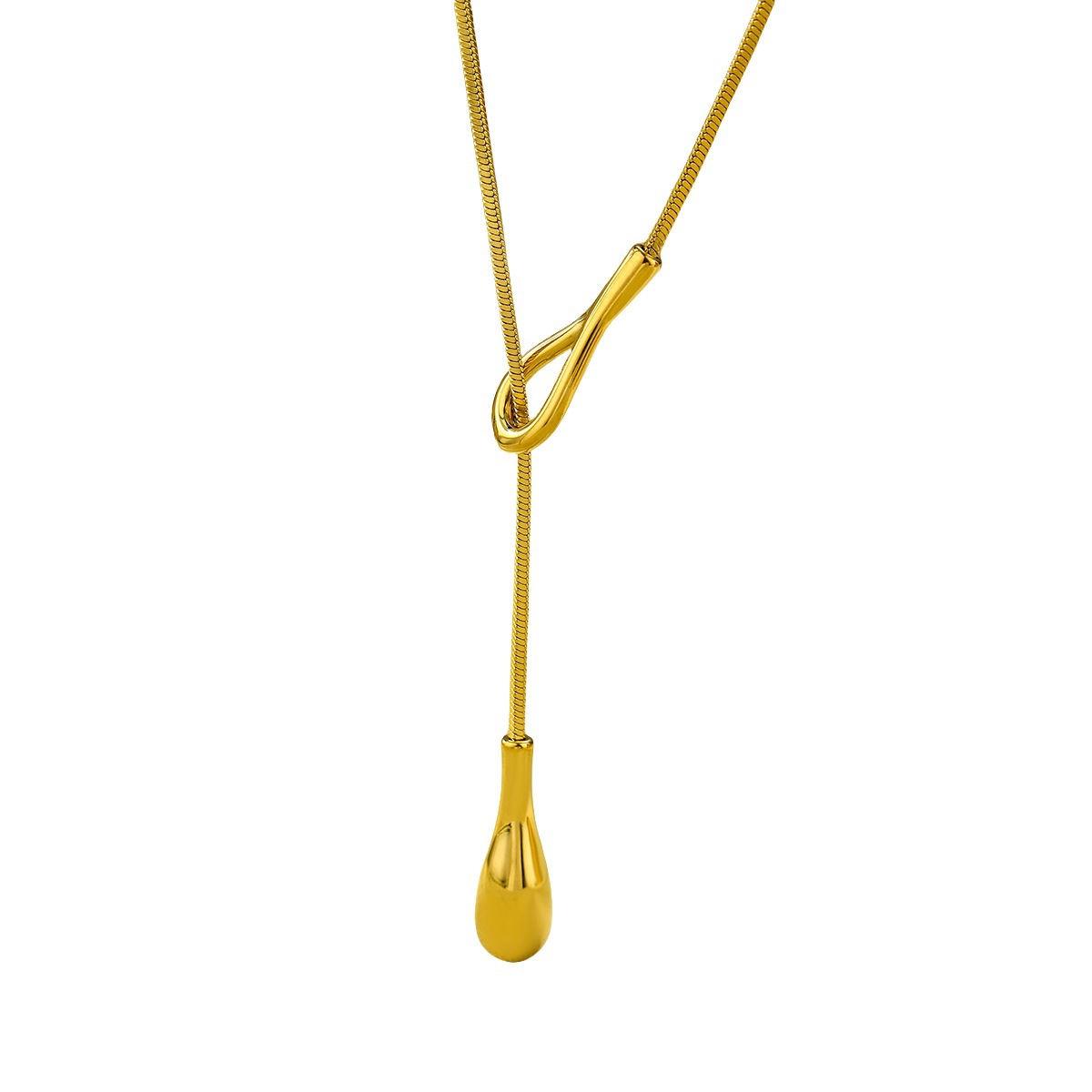 PVD Coated Real Gold Plated Water Droplets Solid Color 304 Stainless Steel Casual Simple Style Waterproof Non Tarnish Double Layer Necklaces Pendant Necklace display picture 9