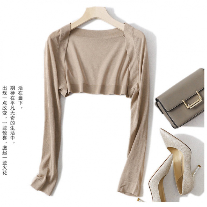 자외선 차단 의류, 니트 가디건, 얇은 여성용 서스펜더 스커트, 블라우스, 여름 아이스 실크 숄, 스몰 웨이스트 재킷