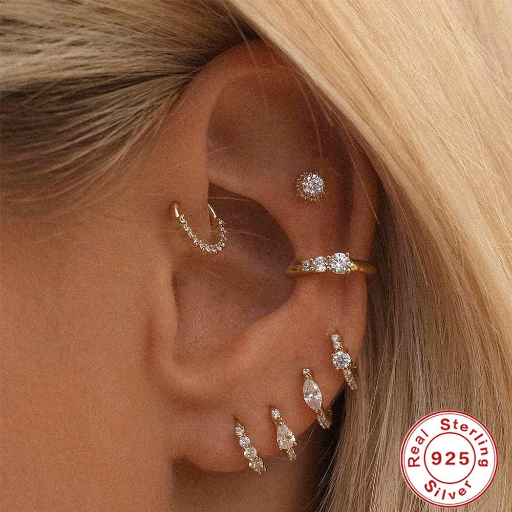 Earrings Classification 1 Pair 925 Sterling Silver Zircon Geometric Earrings