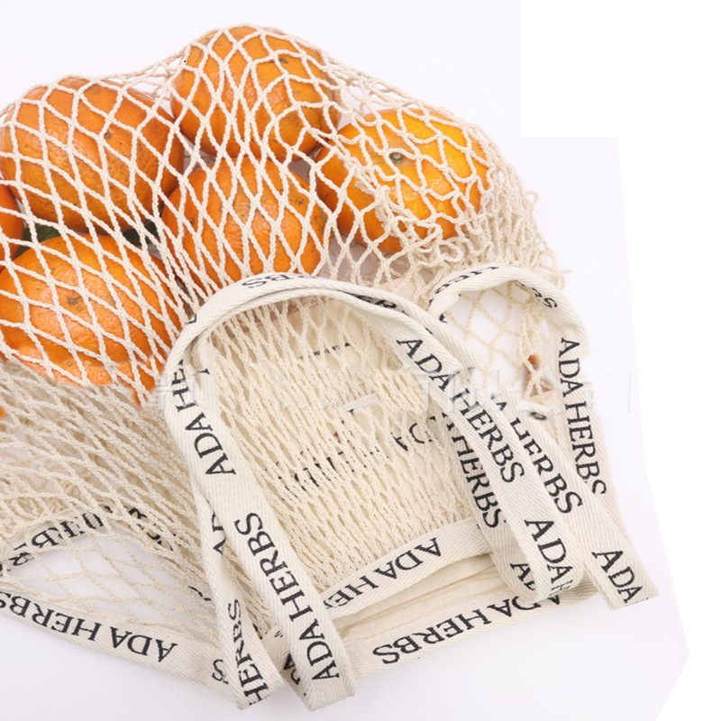 全棉购物网袋 手提式全棉袋子棉网袋 超市蔬菜水果网兜购物袋现货