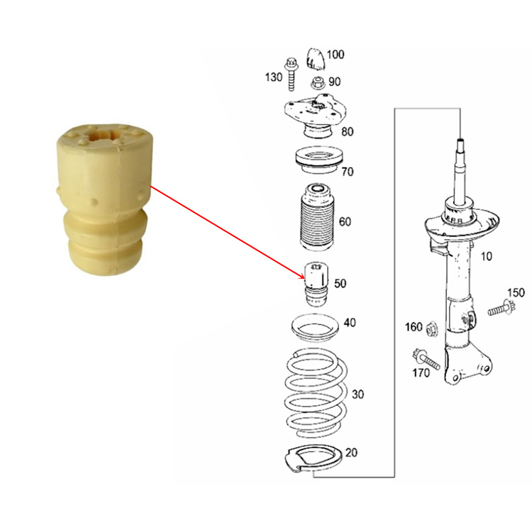 Suitable for Mercedes-Benz W204 shock absorber buffer rubber, shock absorber cushion 2043230044 2043210006