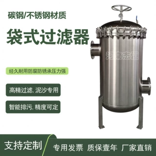 304/316L不锈钢液体多袋式过滤器大流量快开精密侧入式龟背顶入式
