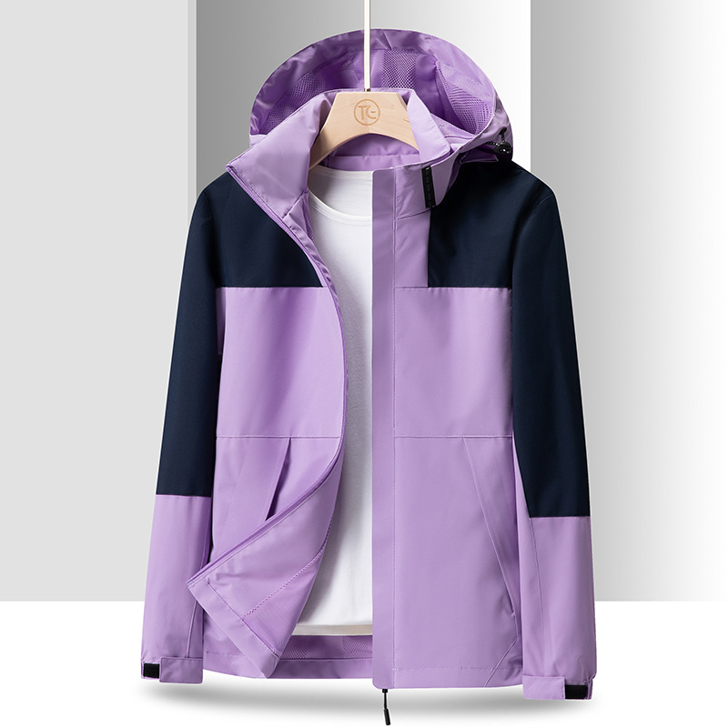 Primavera y otoño deportes al aire libre estilo de pareja al aire libre moda casual sombrero desmontable a juego chaqueta fina a prueba de viento para hombre