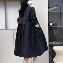 春秋季新款潮流胖人风衣加肥加大码宽松时尚中长款百搭女外套