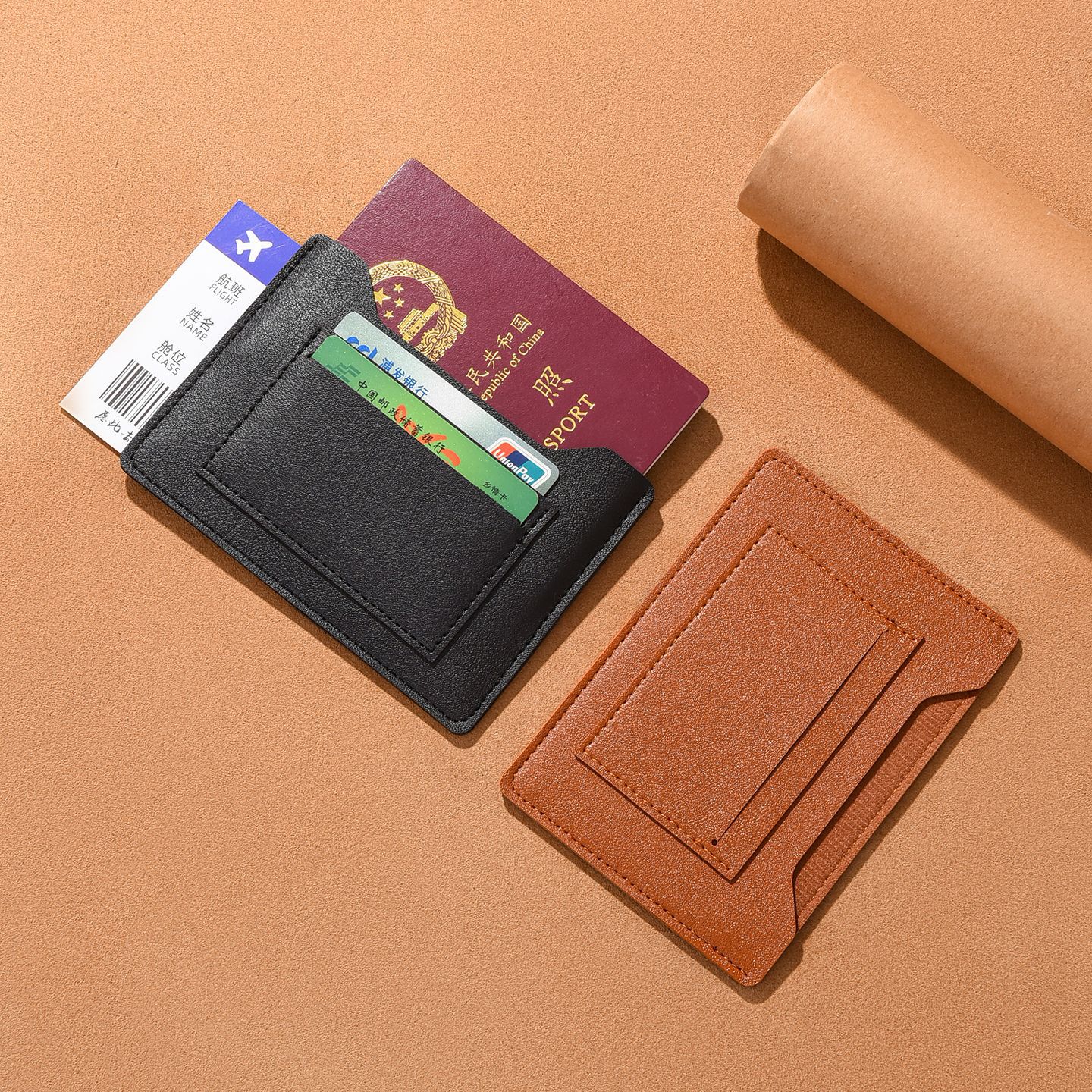Ultra İnce Pasaport Cüzdanı Taşınabilir Çok Fonksiyonlu Kimlik Paketi Kart Tutucu Yurt Dışı Seyahat Pasaport Çantası Uçak Bileti Tutucu Koruma Kılıfı Kart Çantası