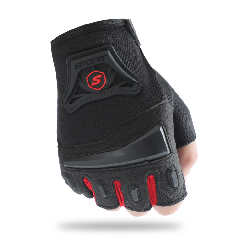 Negro y rojo-HY Sports S medio dedo