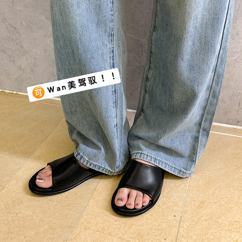 Grape Mom, el mismo estilo, cuero cómodo, tacón plano, fondo plano todo fósforo, estilo row, ropa exterior femenina, nuevo estilo de verano 2025