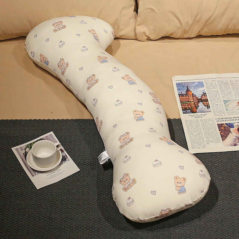 Almohada Larga de Cuerpo para Dormir de Algodón Puro y Poliéster para Embarazadas