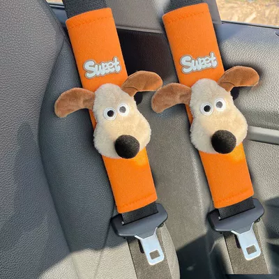 Women, Anti-Strangling Protection, Creative and — Seat belt shoulder pad - orange-velvet-sueet-dog-2-pack